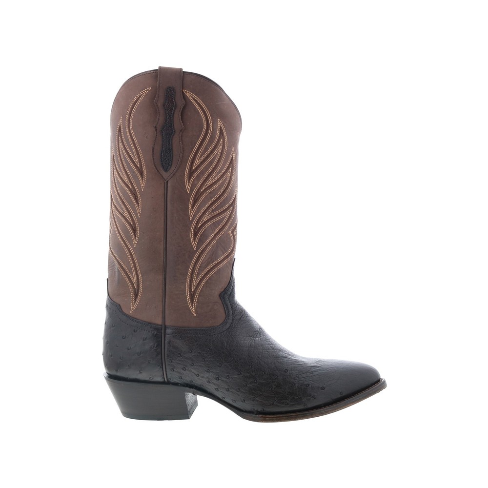 Tony Lama Ray 13″ Smooth Ostrich Round Toe Mens Black Cowboy Western Boots