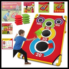Cornhole Board with 21+ Games, 8 Bean Bags – Arcade Style Corn Hole Games for…