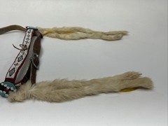 Vintage Western Navajo Beaded Horse Headstall Bridle Metal Bit With Fur