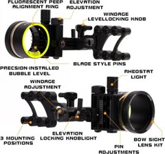 Compound Bow Sight 5 Pin 0.019″ Archery 4X 6X 8X Lens Micro Adjustable Hunting