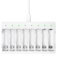 8 Bay AA AAA Battery Charger for NiMH NiCD Rechargeable Batteries,USB HighSpe…