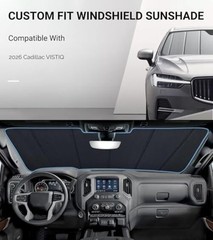 Windshield Sunshade for Cadillac VISTIQ 2026, Premium Grey Leather Finish