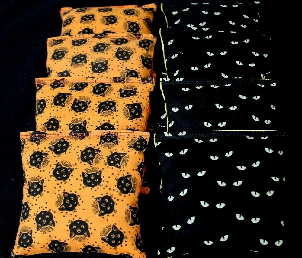 CATS & SPOOKY EYES Orange & Black 8 ACA Regulation Cornhole Halloween party bags