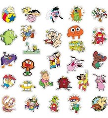 18 Random 90s Retro Nostalgic Cartoon TV Themed Water Resistant Fun Stickers