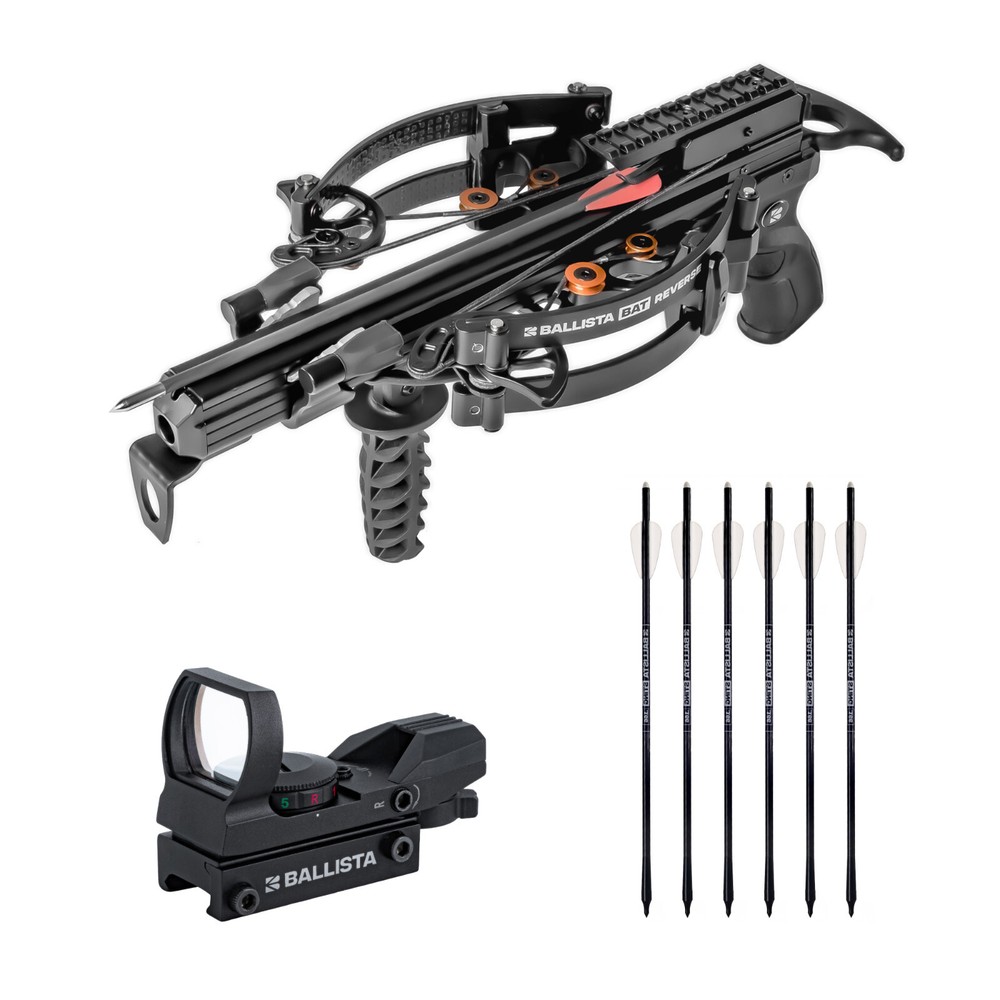 BALLISTA Bundle: Bat Reverse Crossbow + Red Dot 1x22x34mm + Sting Bolts 13″
