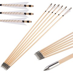 12X 32″ Wooden Arrow Archery Turkey Feather Fixed Arrowhead Bow Hunting Target