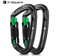 2 AutoLocking 24kN Carabiner Clips Heavy Duty Aluminum DRing Twist Lock Climbing
