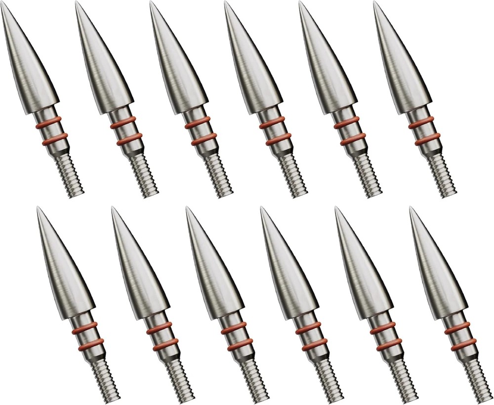 MOLFUZ 12pcs Archery Field Points 100/125/150/200/300 Grain, Stainless Steel Scr
