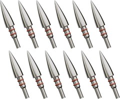 MOLFUZ 12pcs Archery Field Points 100/125/150/200/300 Grain, Stainless Steel Scr