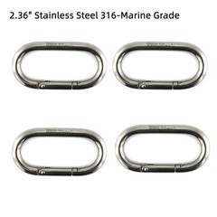 4 Pack 1/4″ 2.36″ Heavy Duty Carabiner Clip Spring Snap Hook Stainless Steel