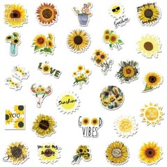50-Pack Sunflower Stickers Cute Waterproof Sunflower Sticker laptop waterproof