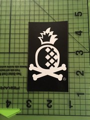 Pineapple Bones sticker, graphic logo collectible sticker, about 2” x 3.5”