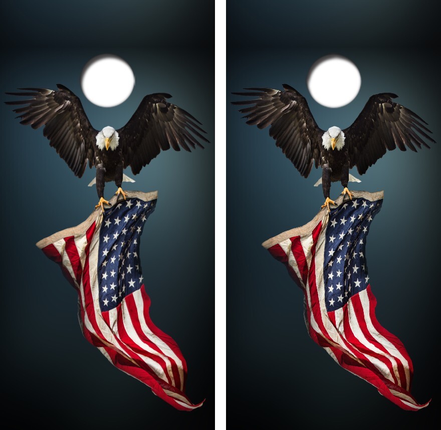Bald Eagle With Flag Cornhole Board Wrap LAMINATED Decals Vinyl Sticker #4722