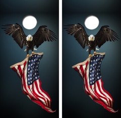Bald Eagle With Flag Cornhole Board Wrap LAMINATED Decals Vinyl Sticker #4722