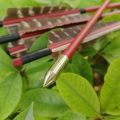 12pcs 33″ Handmade Falcon Red Shaft Wooden Arrow 5″ Eagle Feather Recurve Bow