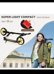 Kick Scooter for Ages 6+,Kid, Teens & Adults. Max Load 240 LBS. Foldable,