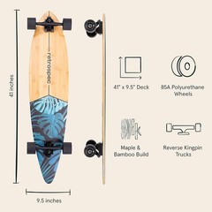 Complete Zed Longboard – 44in Pintail with 70mm PU Wheels for Carving & Commute