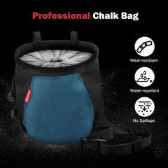 Climbing Chalk Bag, No Leak Drawstring Chalk Bag with Adjustable Belt, Carabi…