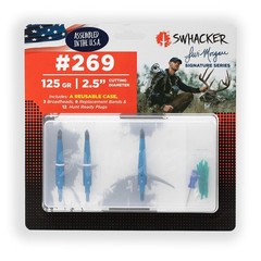 Swhacker Levi Morgan Series 2-Blade Blade-Lock Broadheads, 2.5″ Cut, Blue, 3-…