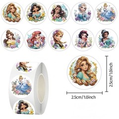40Pcs Random Princess Character Anime Girl Cartoon Round Seal Label Stickers