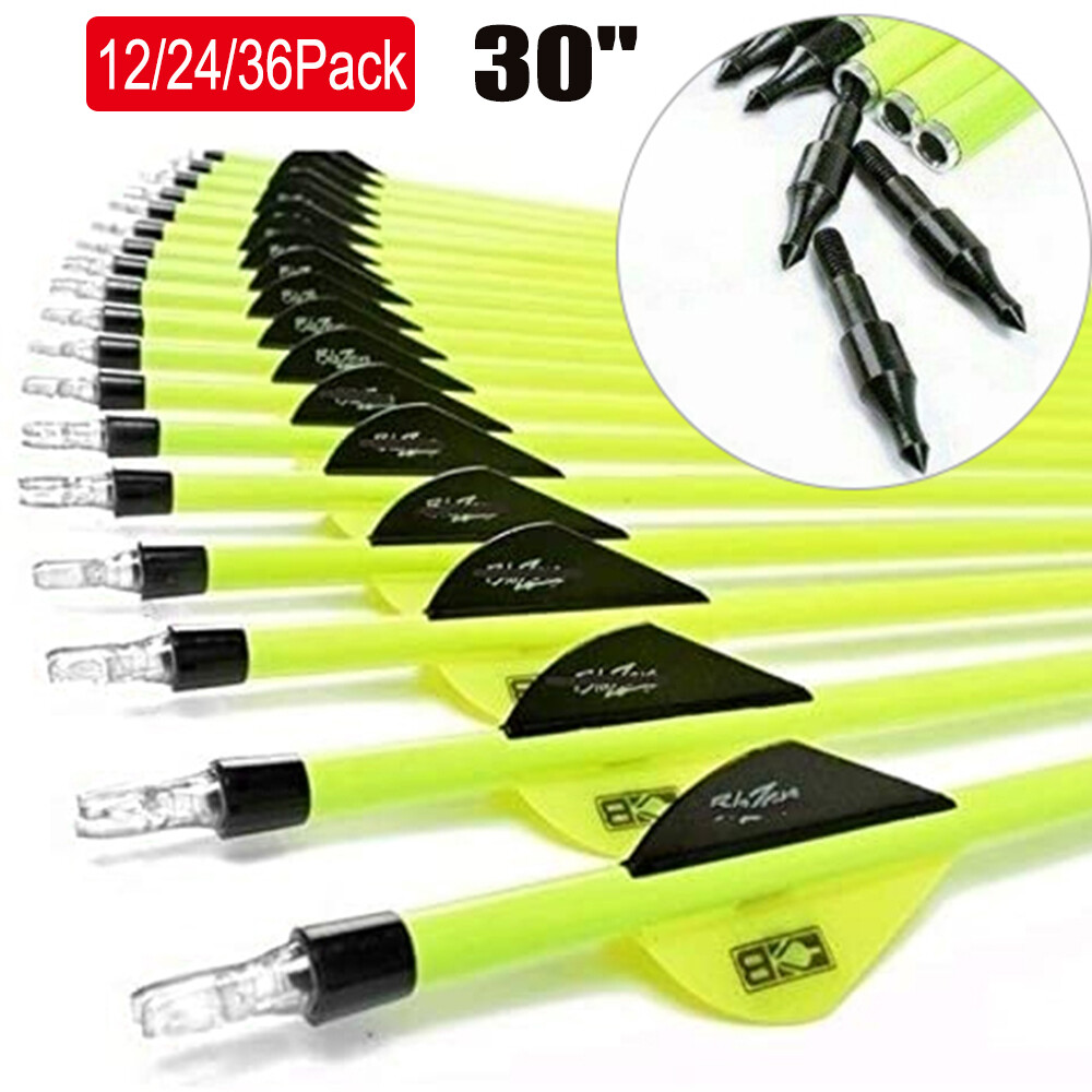 30 inch Archery Carbon Fluorescence Yellow Arrows SP500 For Compound/Recurve Bow