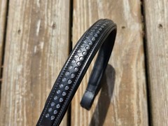 NEW High Quality Black Leather SILVER GLITTER Dressage Browband – F/S – 15.5″ L