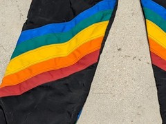 Vintage Flite Suit Skydiving Jumpsuit Rainbow Stripes Black (US)