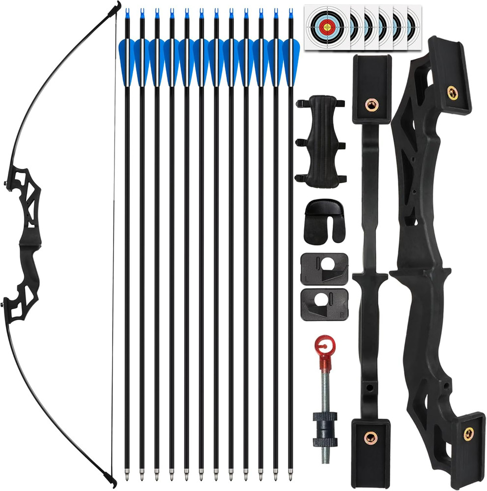 Recurve Bow and Arrow Set for Adults, 30–40Lbs Right-Handed Archery Kit with Car