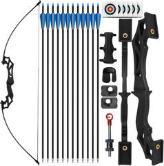 Recurve Bow and Arrow Set for Adults, 30–40Lbs Right-Handed Archery Kit with Car