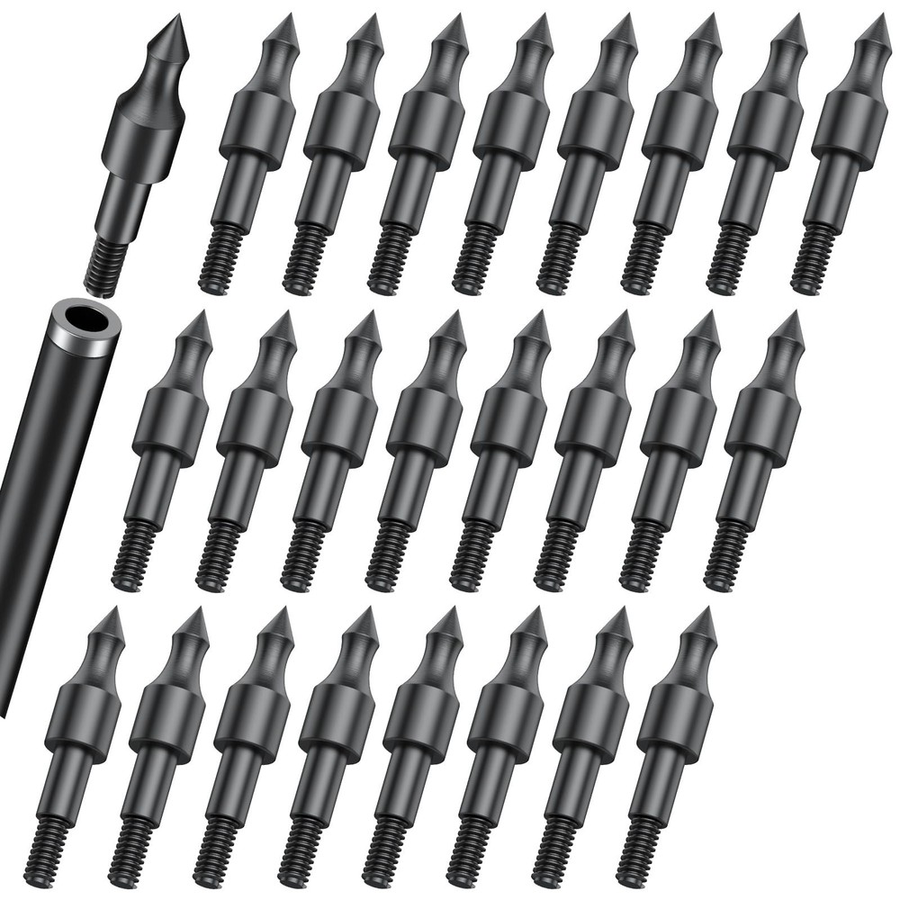 Pawfly 24 Pcs 100 Grain Field Tips, 5/16″ Screw-in 100 gra», B-5/16»100Grain