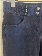 Romph Full Seat Breeches Equestrian Riding Pants Blue/Blk Animal Print Size 24R