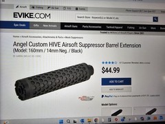 Evike / Angel Custom HIVE Airsoft Suppressor Barrel Extension (black, 14mm Neg.)