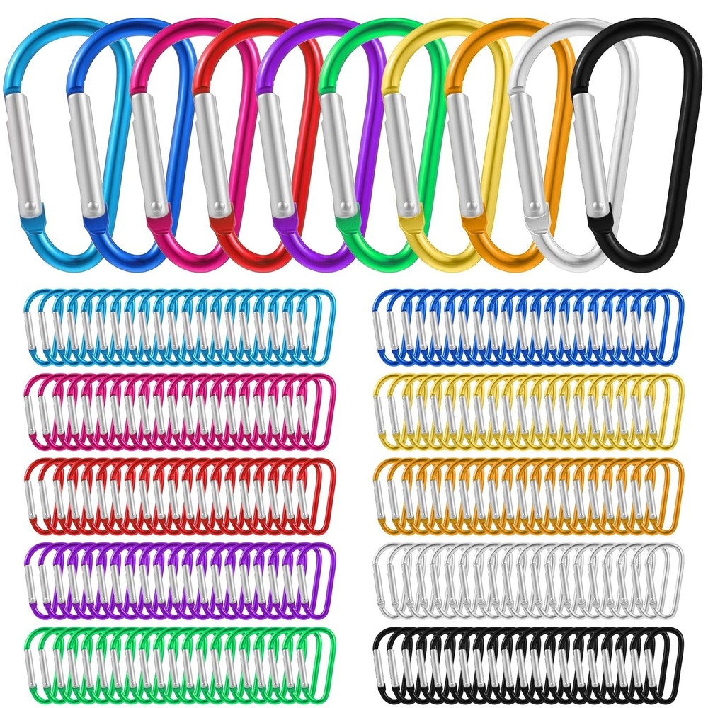 200pcs 1.8″ Carabiner Clip D Ring Carabiners Small Carabiner Keychain Spring …