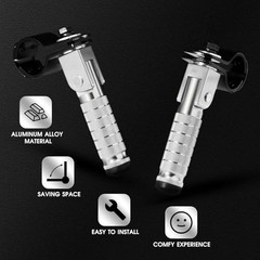 90 Degree Foldable Footpegs M8 Motorcycle Foot Pegs CNC Anti-Skid B Silver