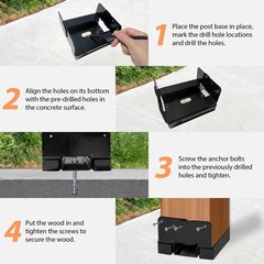 10PCS 6×6 Post Base for Concrete, Heavy Duty Post Base Anchor for 5.5×5.5 Woo…