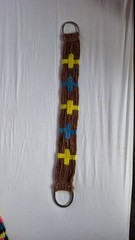 HANDWOVEN MOHAIR WESTERN HORSE CINCH BROWN YELLOW BLUE RANCH TACK