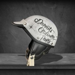 Japanese Chip Shorty Patina helmet, vintage style half face helmet, custom text