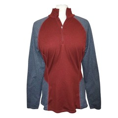 Noble Equestrian Athena Merlot Red Gray Quarter Zip Equestrian Riding Fleece
