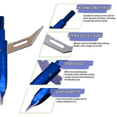 12pcs Hunting Blue Demon 100gr 2 Expandable Blade Broadheads Crossbow Arrow Tips