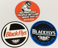2 1/2 inch Circle Black Flys Eyewear STICKER Surf Skate Snow Party Lot of 3