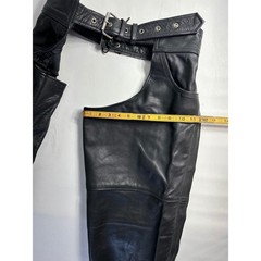 Unik Premium Vintage Sz XL Black Leather Motorcycle Chaps Biker Buckle Belt