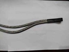 Designer Leather Clear Crystal 4 Row Silver Browband For Horse.