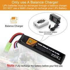 11.1V 2000mAh Airsoft Battery LiPo Rechargeable Hobby w/ Mini Tamiya Connector