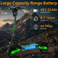 1200W Electric Scooter for Adult 20Mile 28MPH Foldable 11inch Off-road E-Scooter
