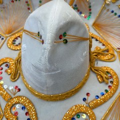 Pigalle XXXXX White Charro Sombrero Hat with Gold Trim and Sequins 23 in