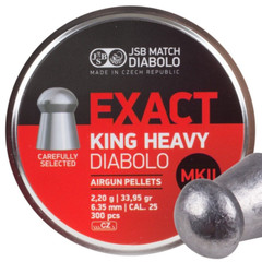 JSB Match 300 Count EXACT KING HEAVY MKII Domed 6.35mm .25 Caliber Air Pellets