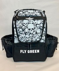 FLY GREEN DISC GOLF BACKPACK NUMBSKULL w/ 2 DRINK HOLDERS HOLDS 20-25 DISCS