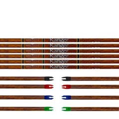 White Water Archery Ranger Traditional Wood Grain Carbon Arrow Shafts .204 – 6pc