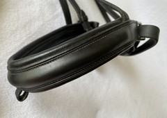 SCHOCKEMOHLE Gently Used PADDED Black FULL Horse BRIDLE~Crank Nose~Crystal Brow
