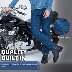 Men’s Riding Pants with CE LEVEL2 Armor – Dark Blue 34W x 32L Light Blue